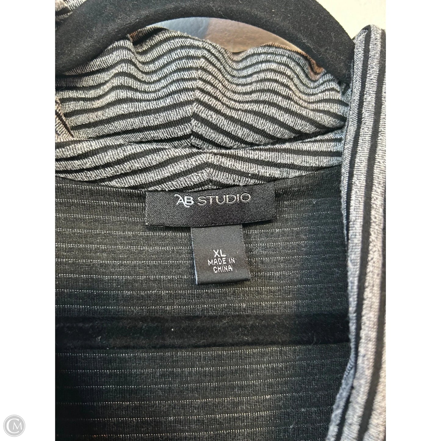 Top 3/4 Sleeve By Ab Studio In Black & Grey, Size: Xl