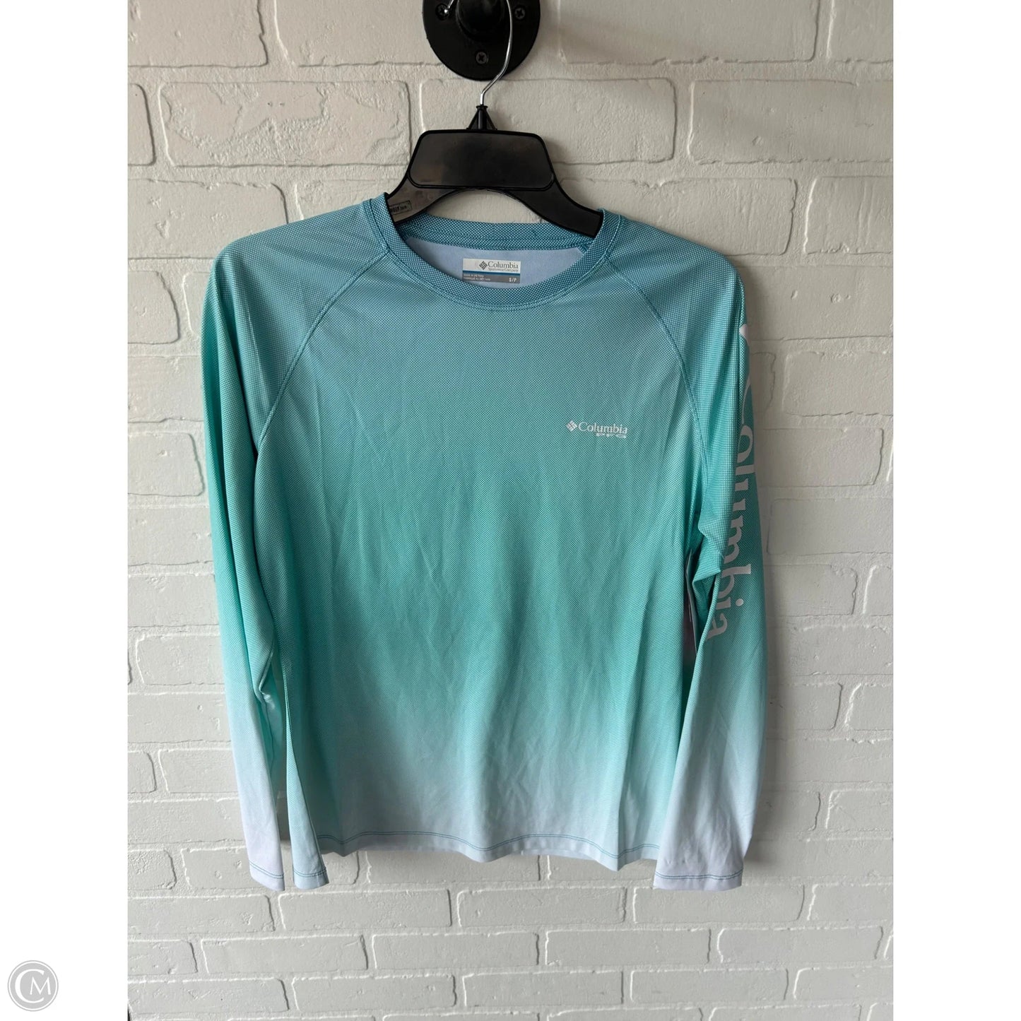 Athletic Top Long Sleeve Crewneck By Columbia In Blue & White, Size: S