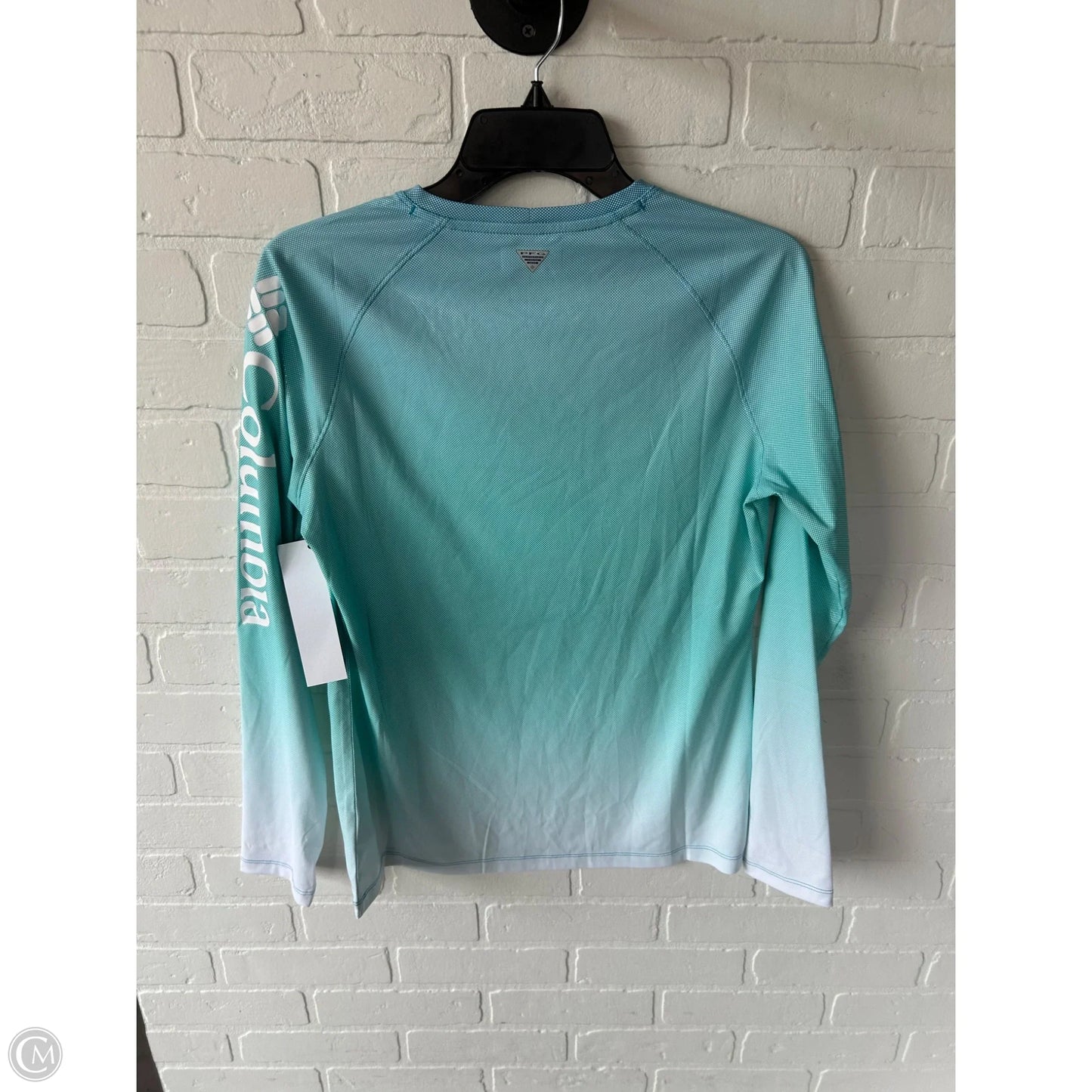 Athletic Top Long Sleeve Crewneck By Columbia In Blue & White, Size: S