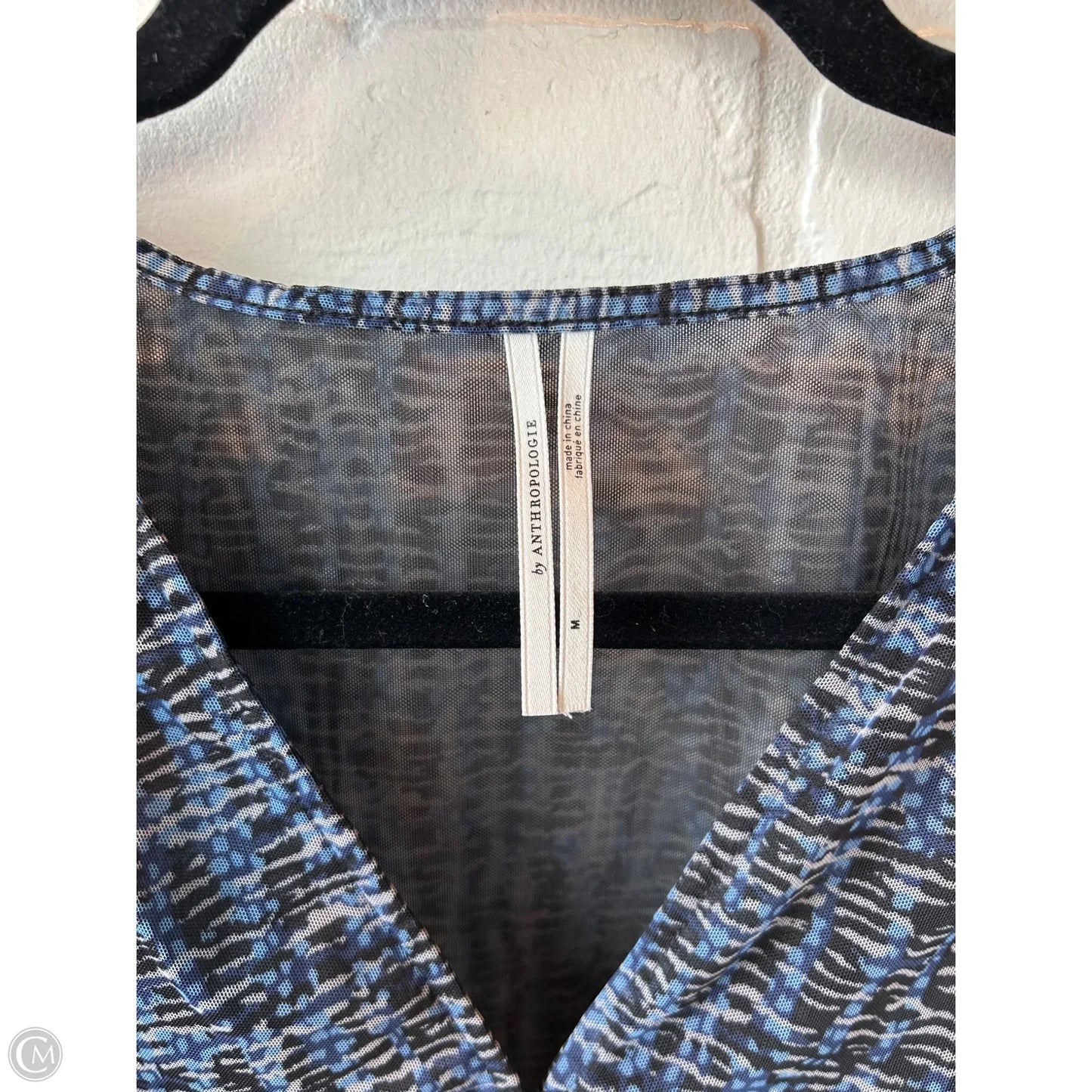 Top Long Sleeve By Anthropologie In Black & Blue, Size: M
