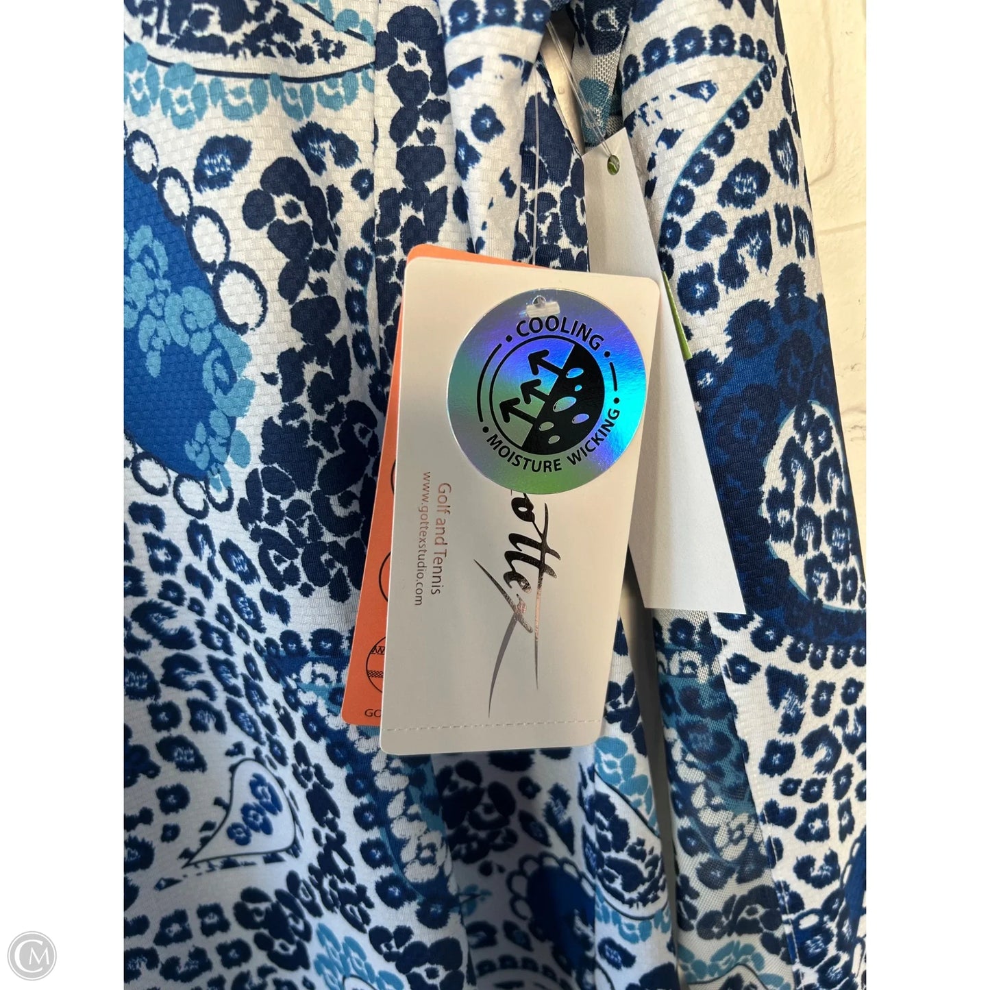 Athletic Top Long Sleeve Crewneck By Gottex In Blue & White, Size: M