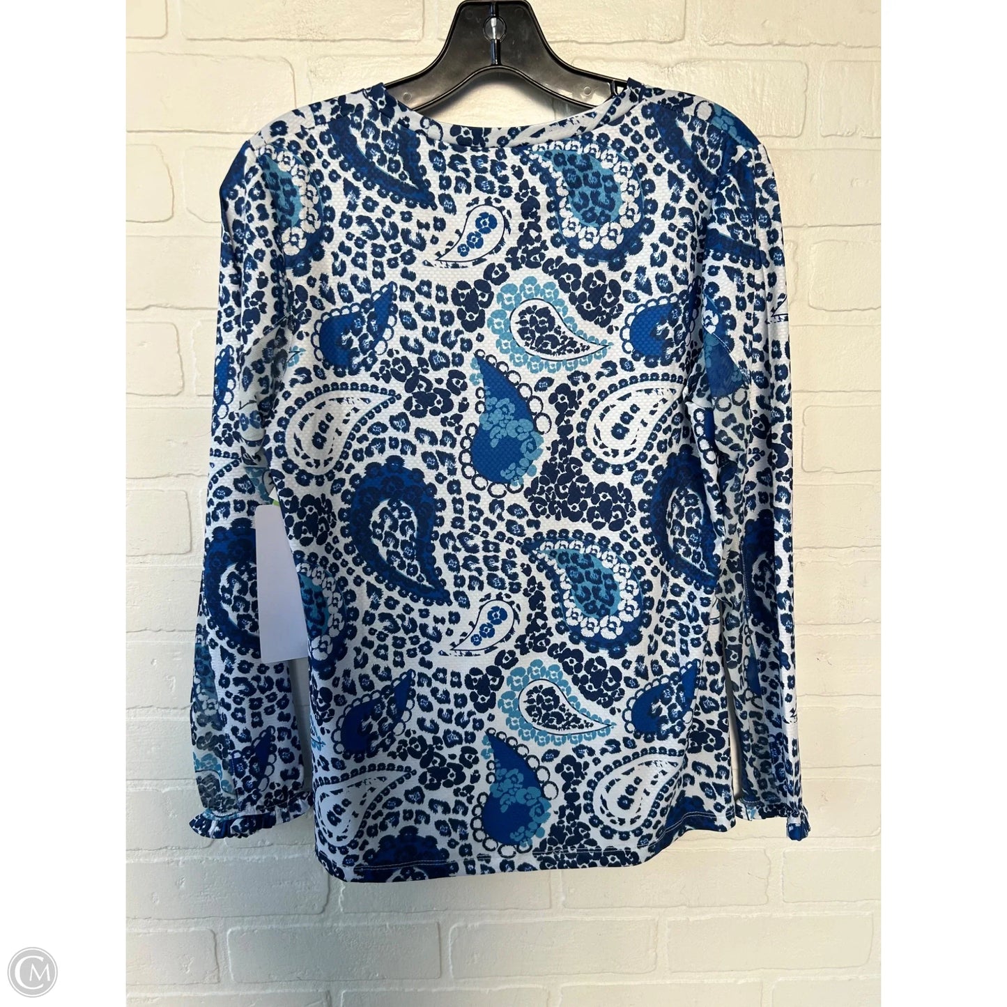 Athletic Top Long Sleeve Crewneck By Gottex In Blue & White, Size: M