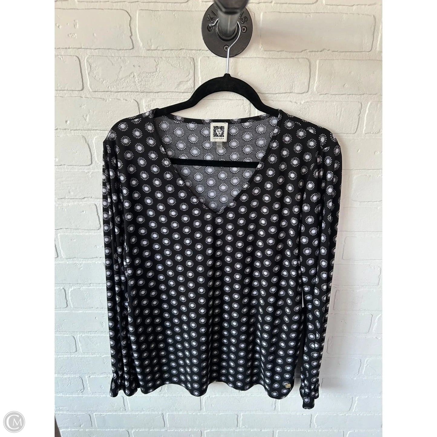 Top Long Sleeve By Anne Klein In Black & White, Size: L