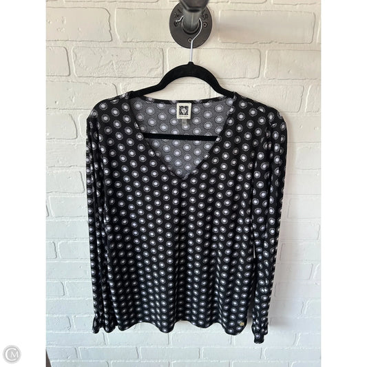 Top Long Sleeve By Anne Klein In Black & White, Size: L