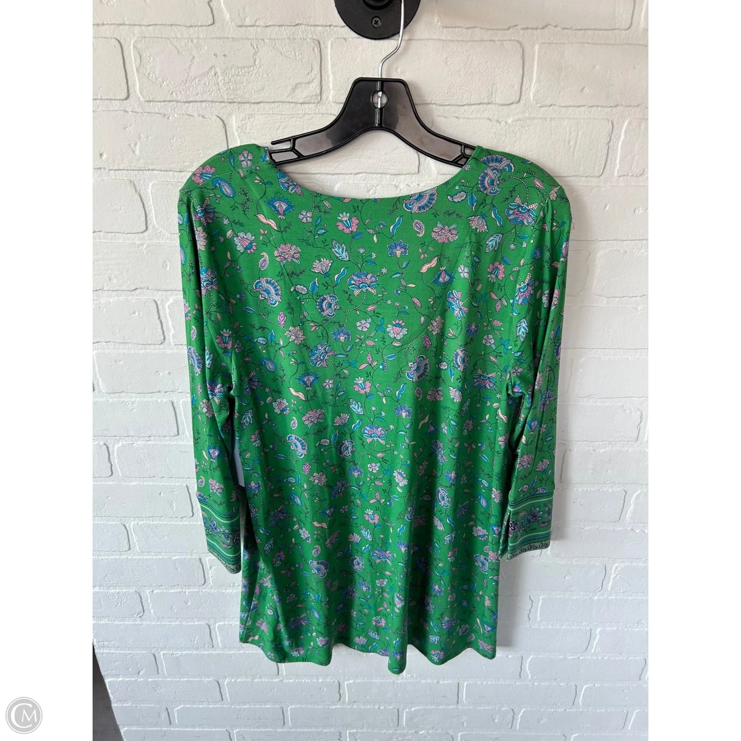 Top 3/4 Sleeve By J. Jill In Green & Pink, Size: M