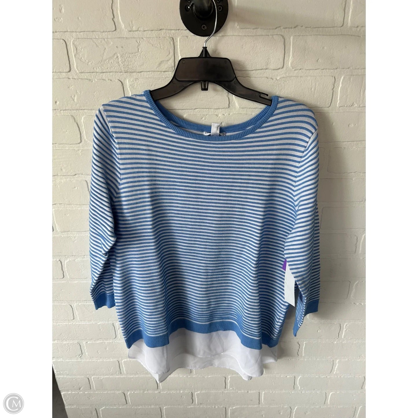 Sweater By Croft And Barrow In Blue & White, Size: M