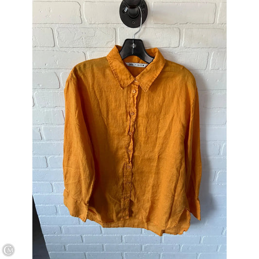 Top Long Sleeve By Zara In Orange, Size: L