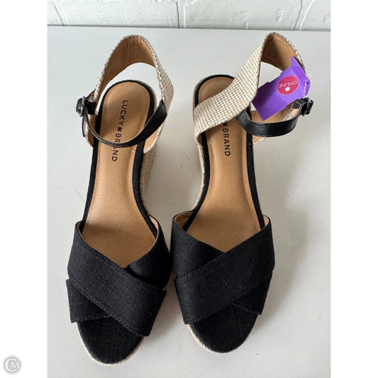 Sandals Heels Wedge By Lucky Brand In Black & Tan, Size: 10