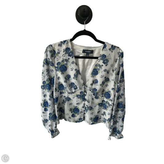 Top Long Sleeve By Modcloth In Blue & White, Size: L