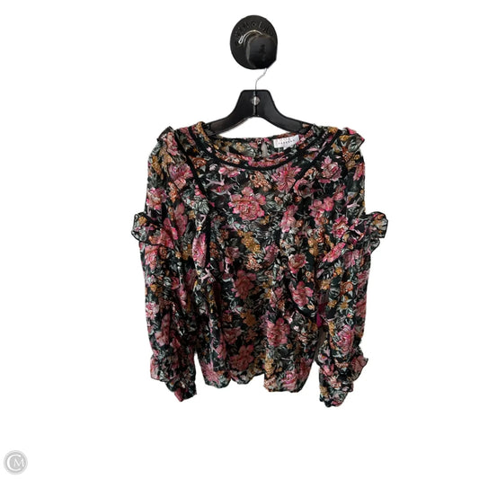 Top Long Sleeve By Top Shop In Black & Green, Size: L