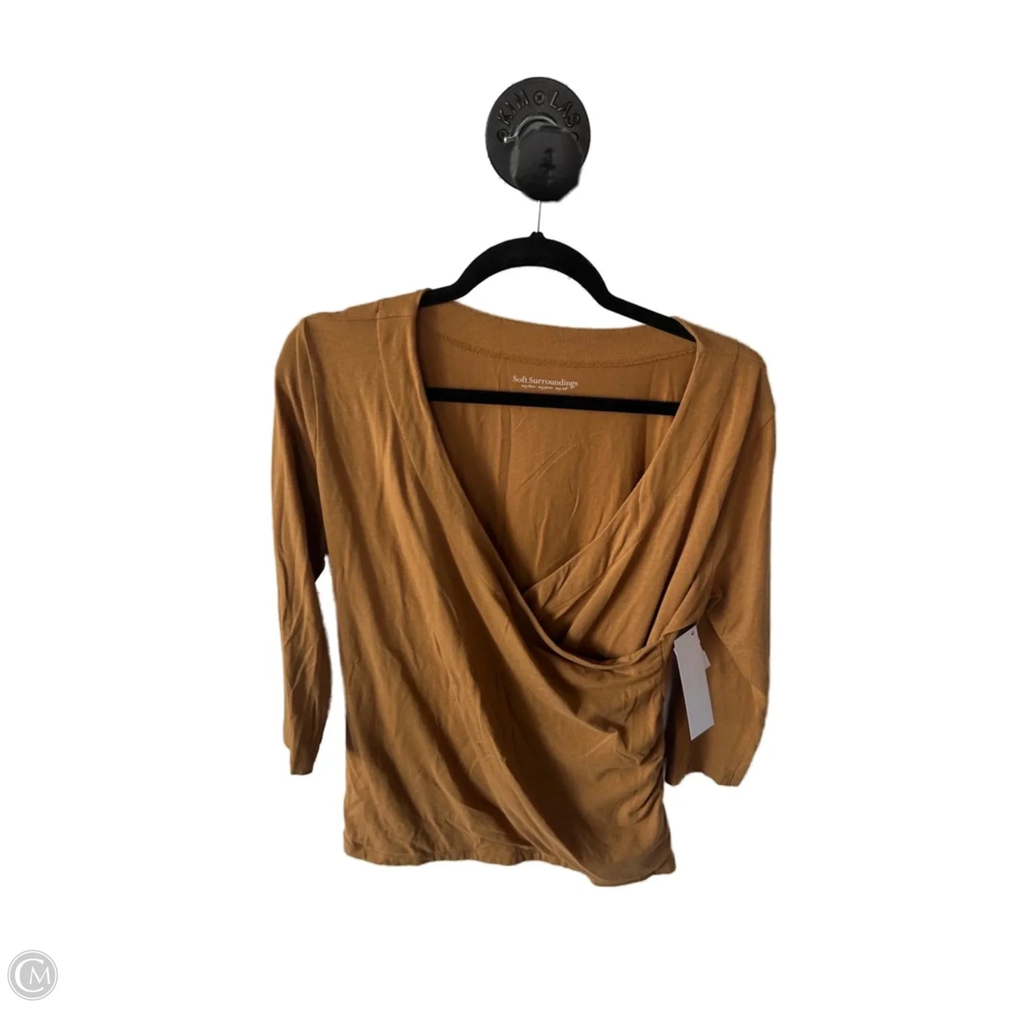 Top 3/4 Sleeve Basic By Soft Surroundings In Tan, Size: L
