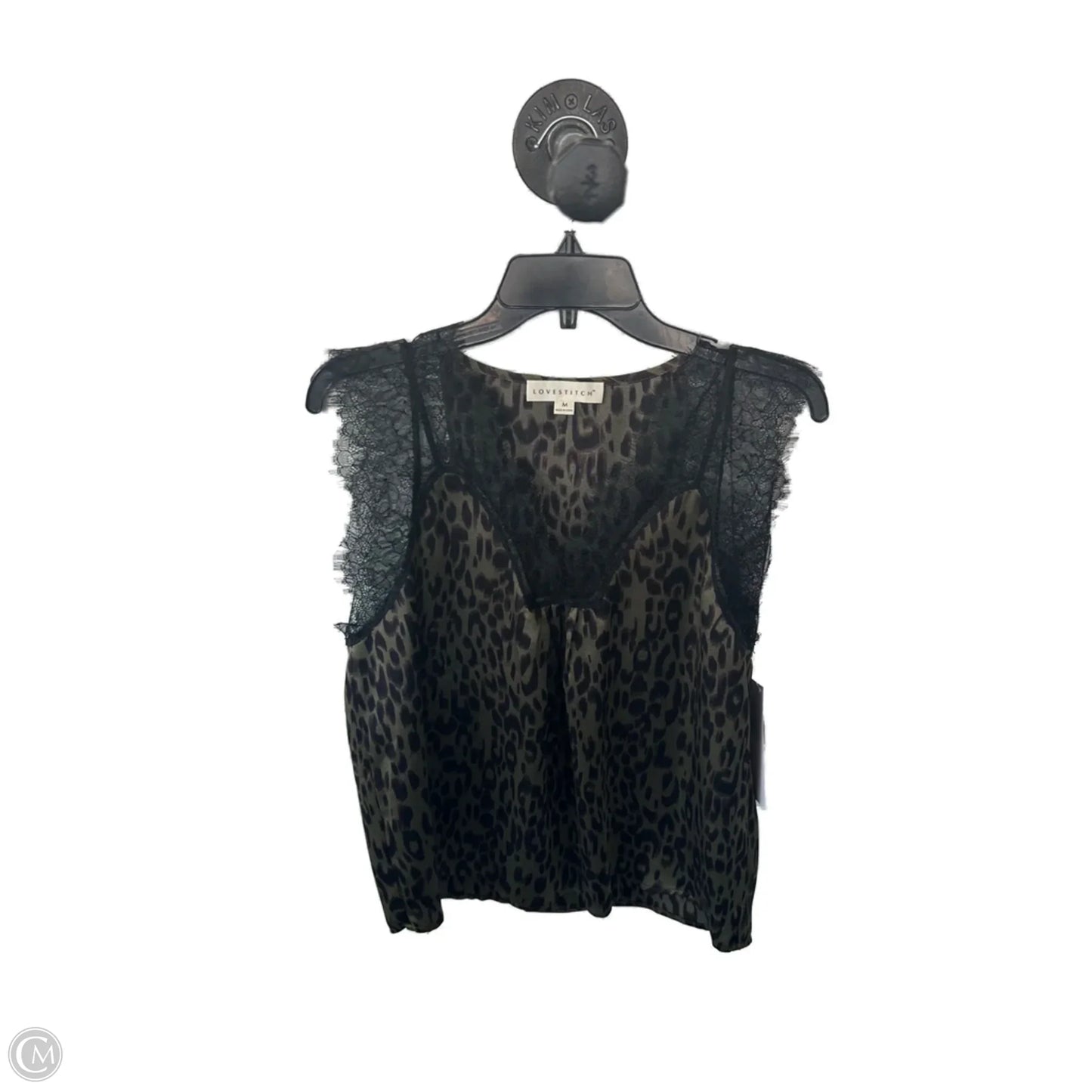 Top Short Sleeve By Lovestitch In Black & Green, Size: M