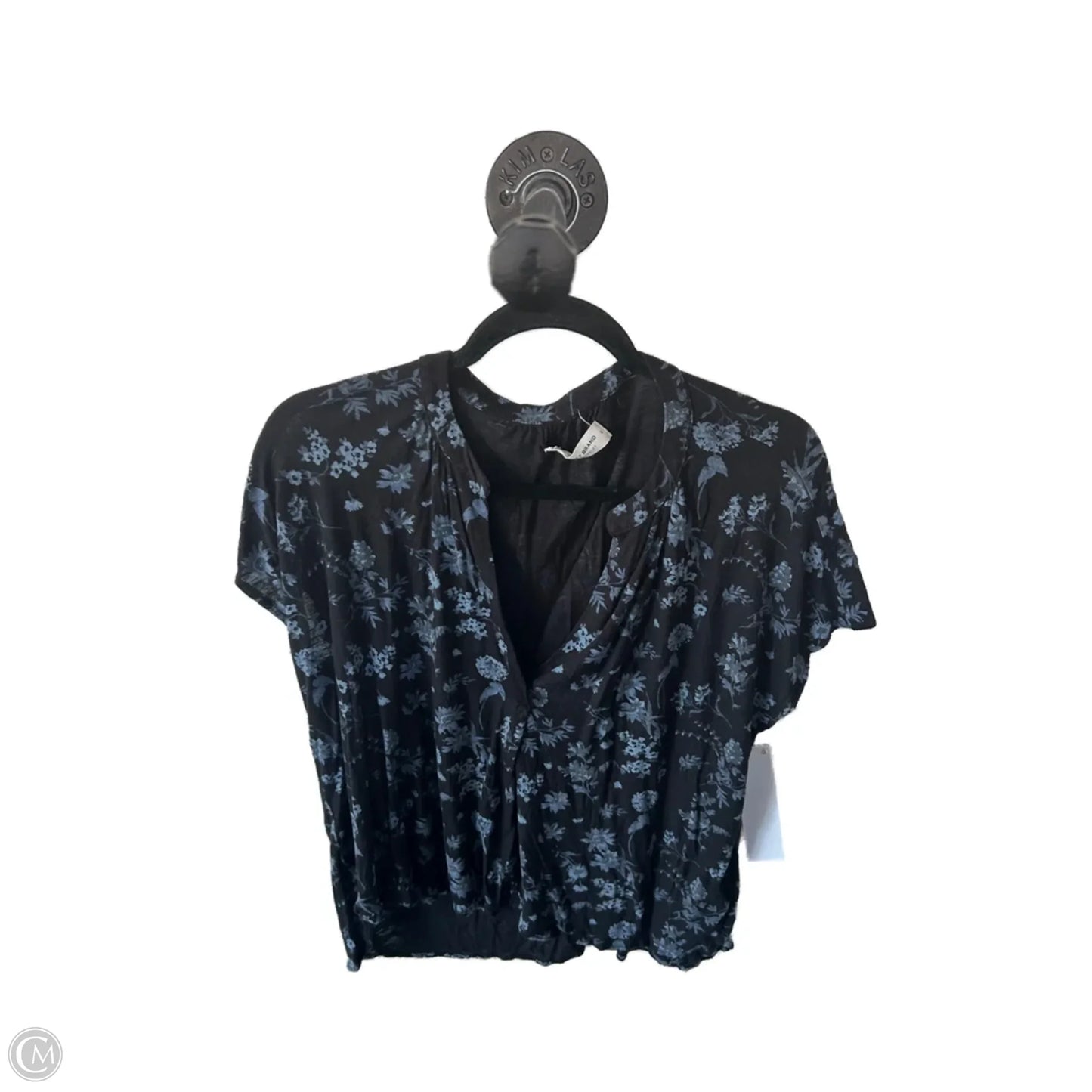 Top Short Sleeve By Lucky Brand In Black & Blue, Size: S