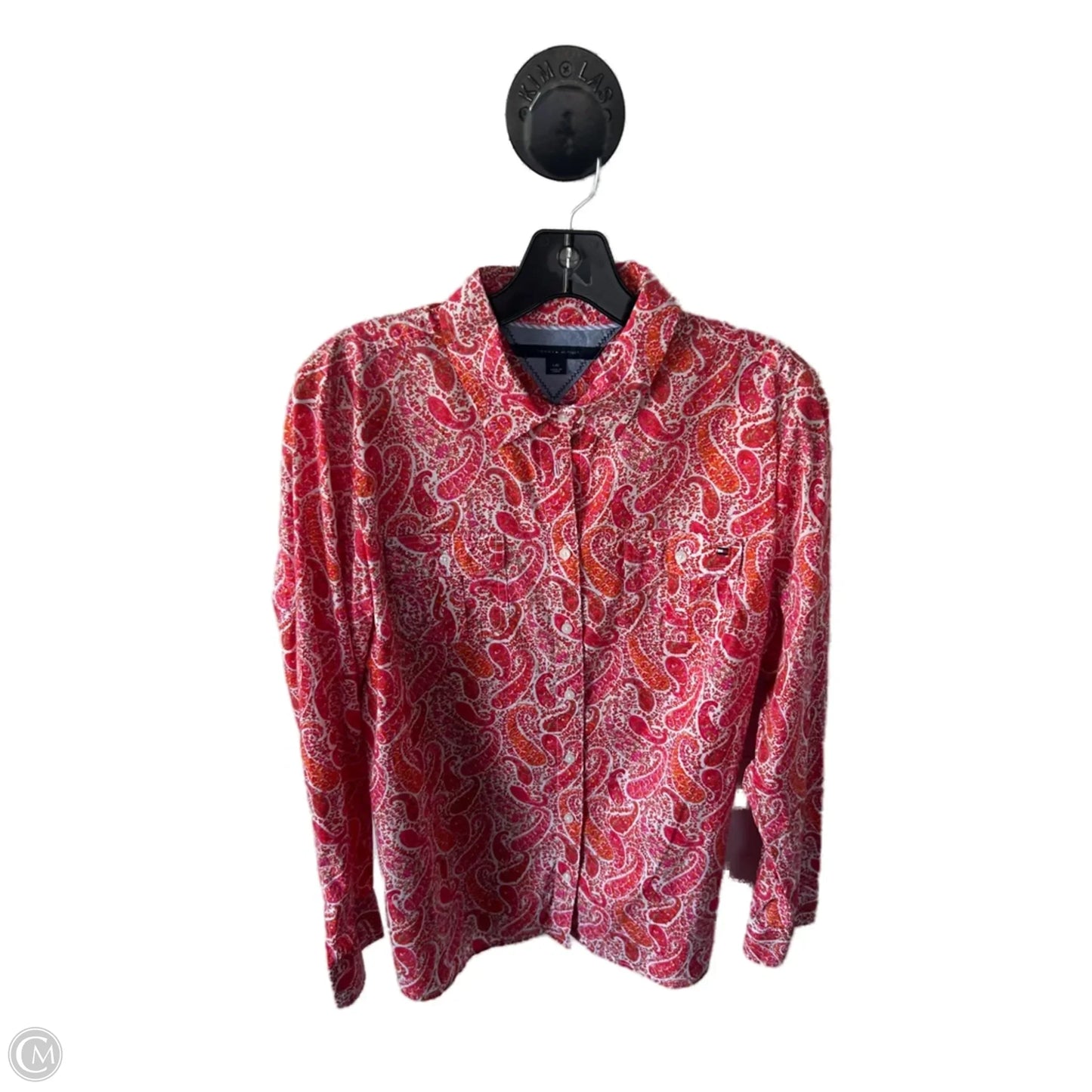 Top Long Sleeve By Tommy Hilfiger In Orange & Pink, Size: L