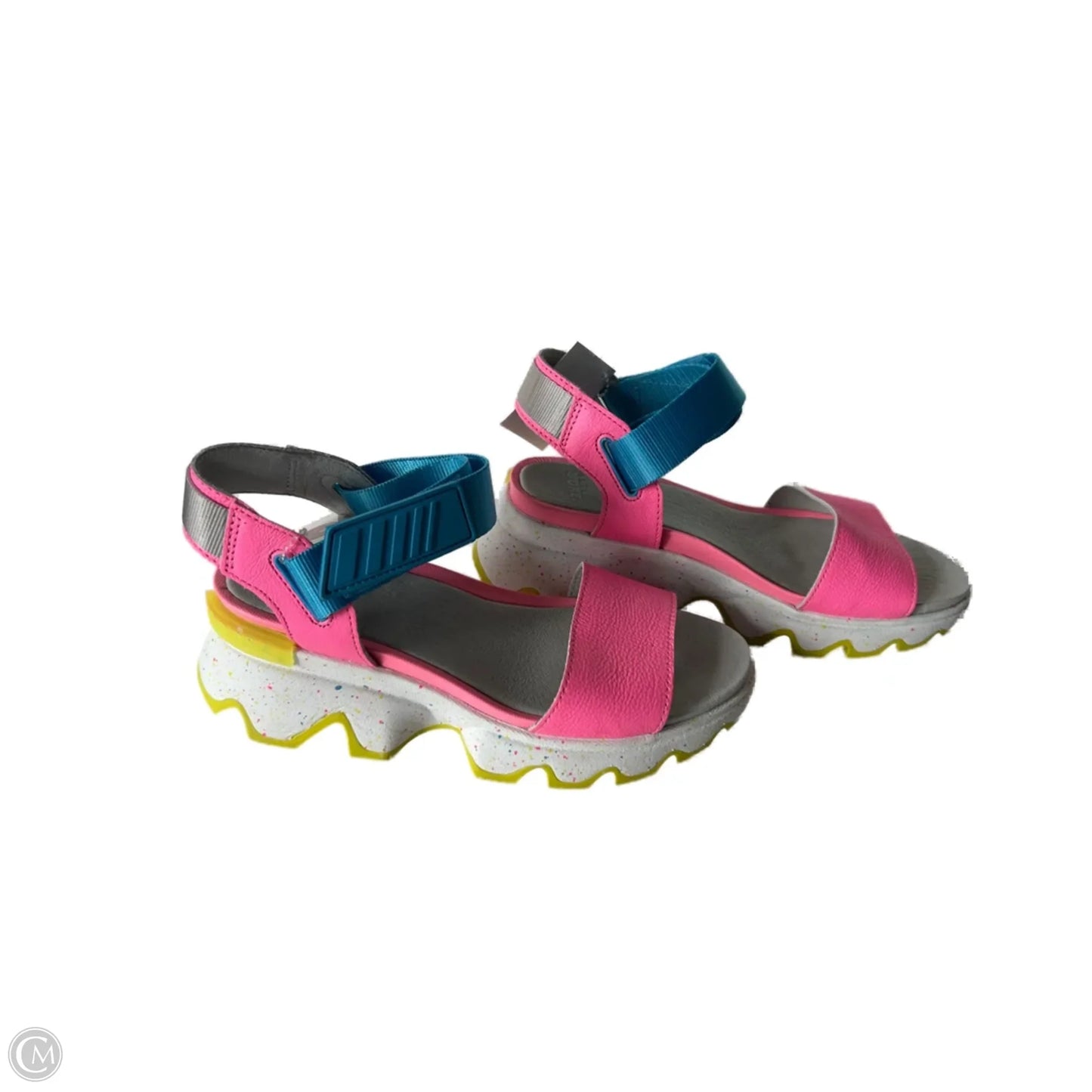 Sandals Heels Block By Sorel In Blue & Pink, Size: 6