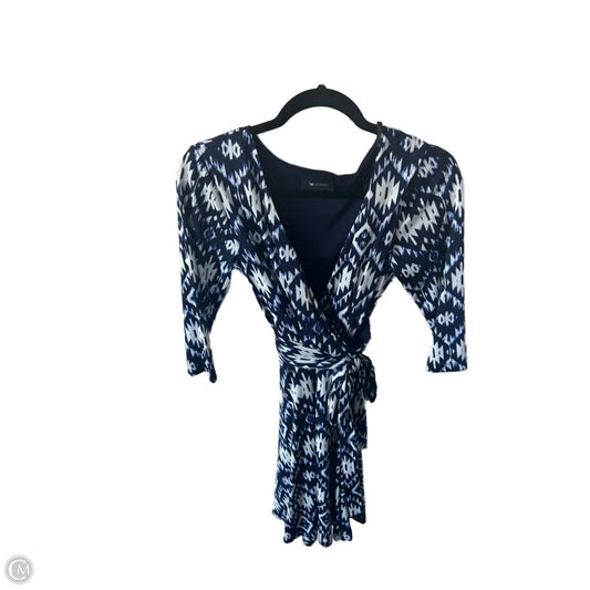 Dress Casual Short By Ab Studio In Blue & White, Size: M