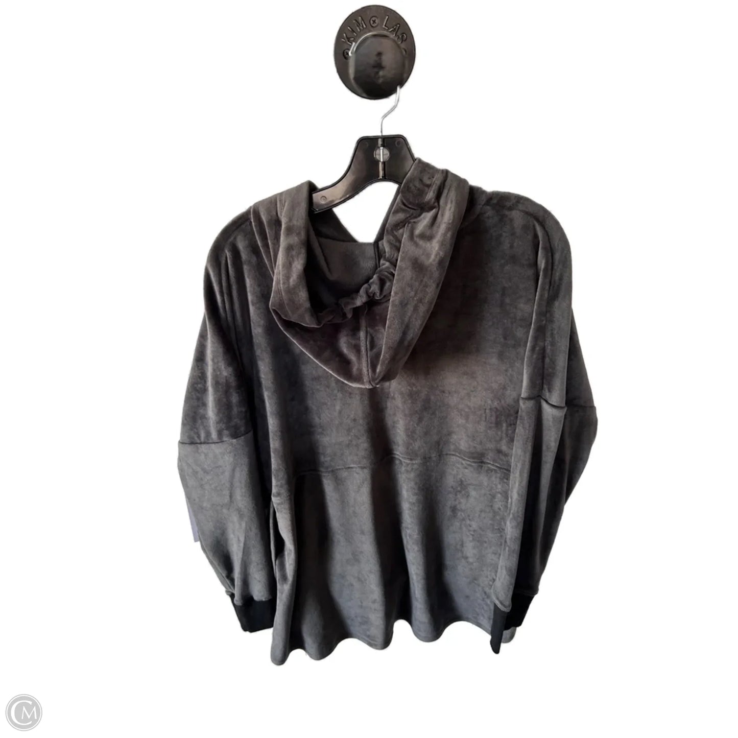 Sweatshirt Hoodie By Donna Karan In Grey, Size: S