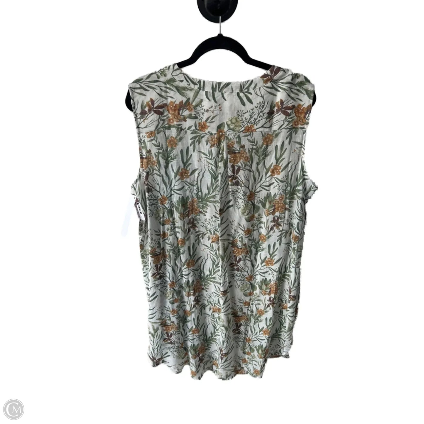 Tunic Sleeveless By Clothes Mentor In Green & White, Size: 2x