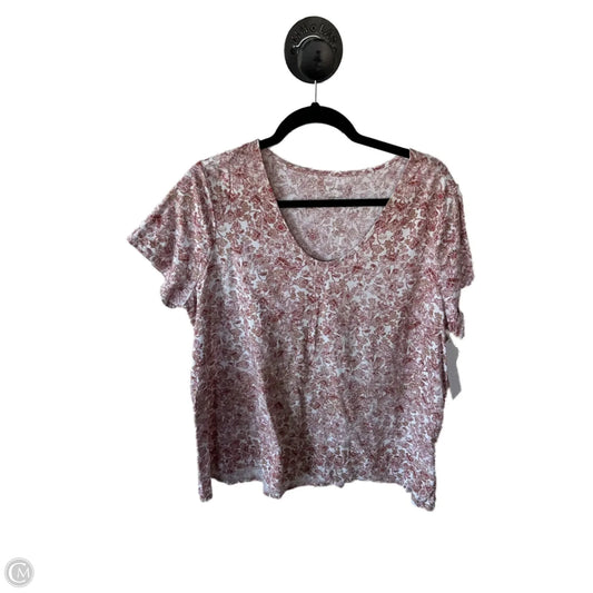 Top Short Sleeve By Pure Jill In Pink & White, Size: Xl