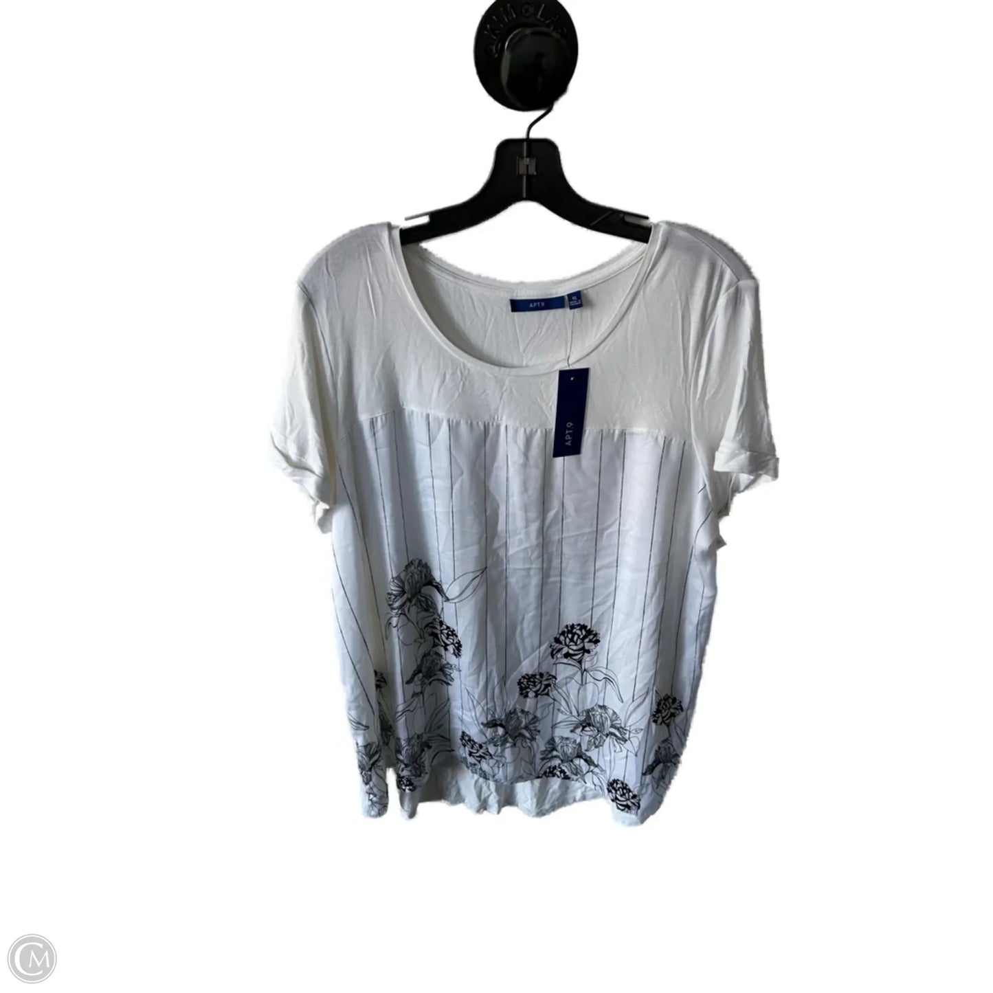 Top Short Sleeve By Apt 9 In White, Size: Xl