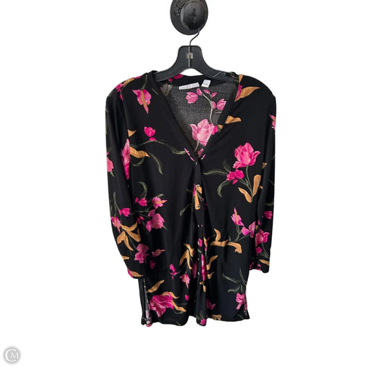 Cardigan By Susan Graver In Black & Pink, Size: S