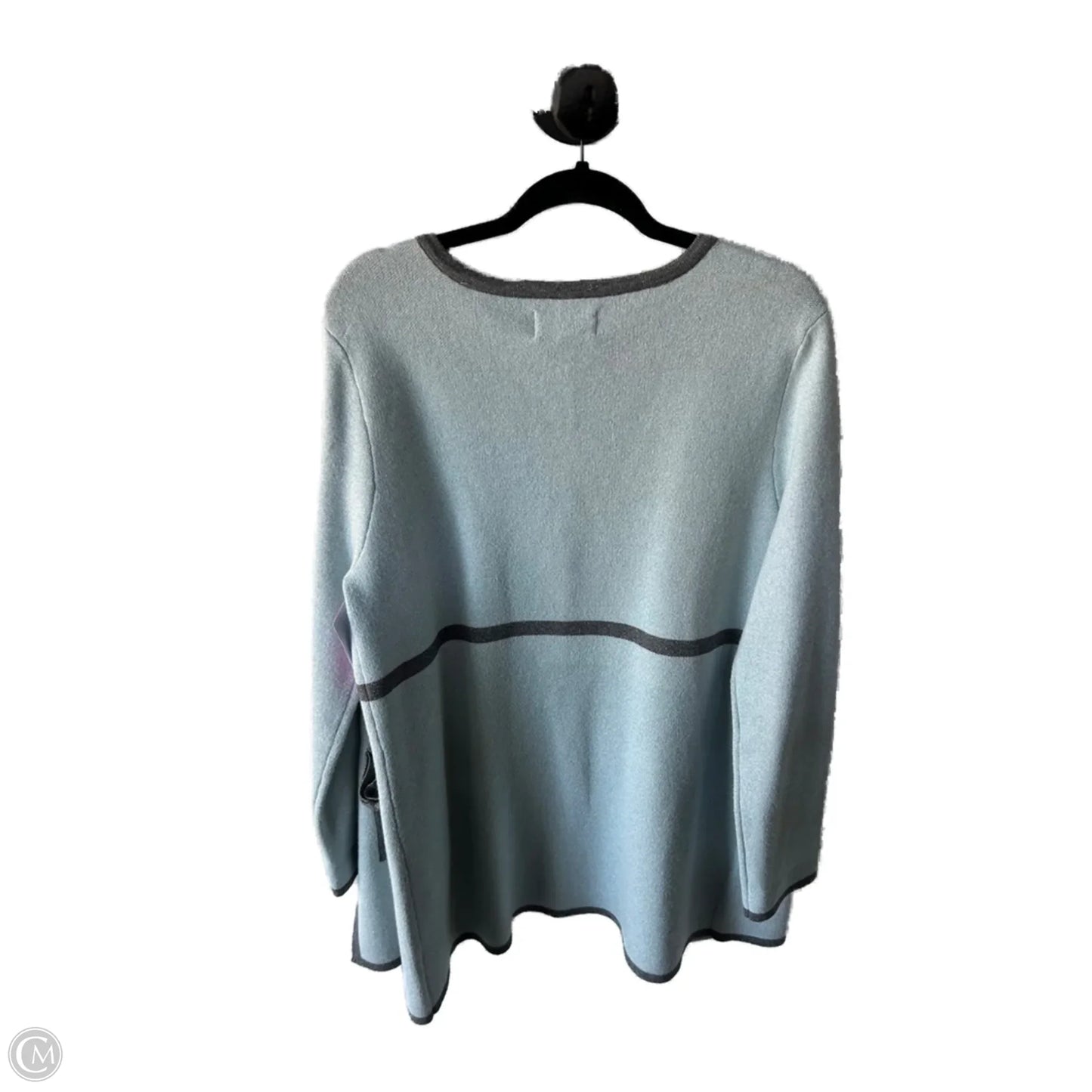 Sweater Cardigan By Elle In Blue & Grey, Size: L