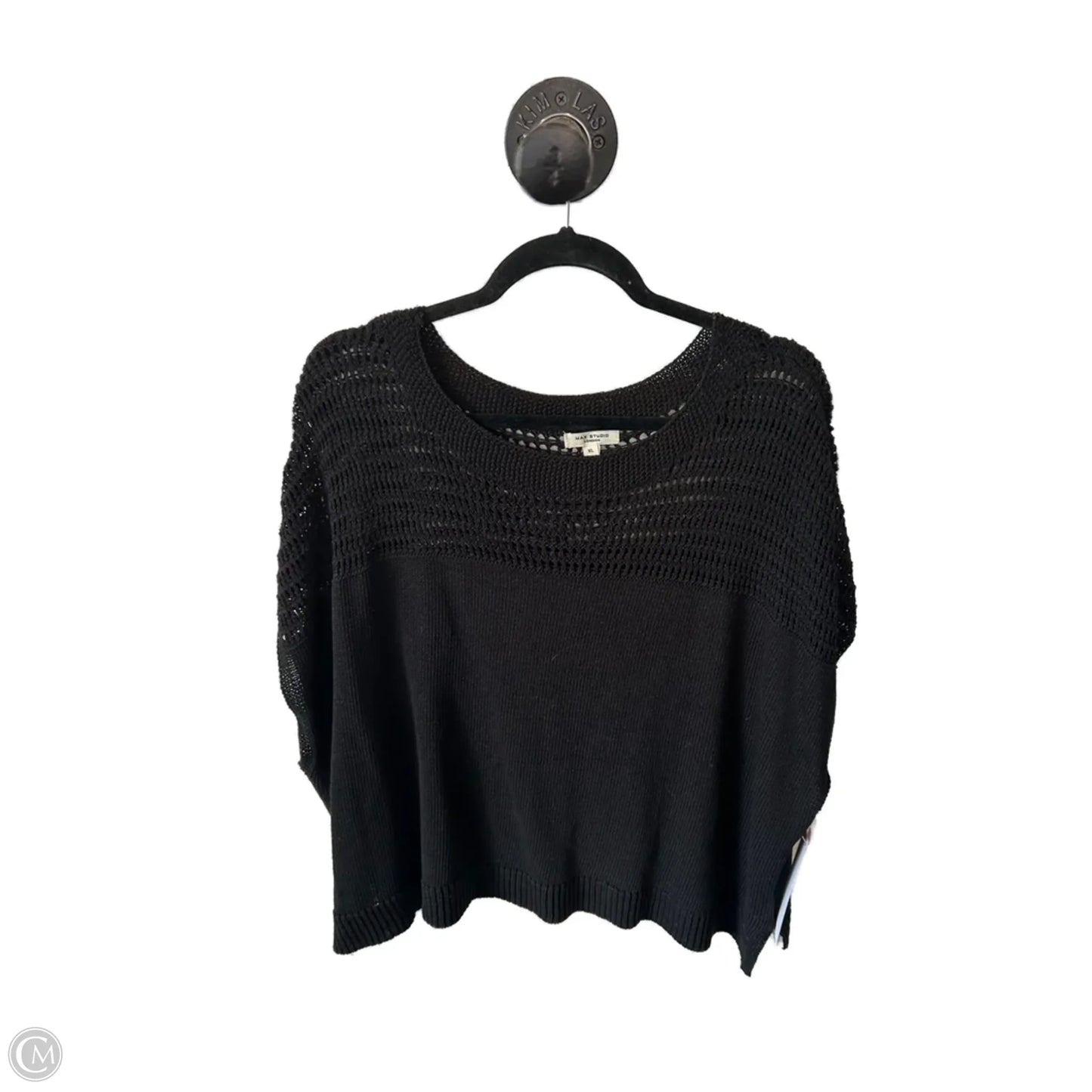 Sweater Short Sleeve By Max Studio In Black, Size: Xl