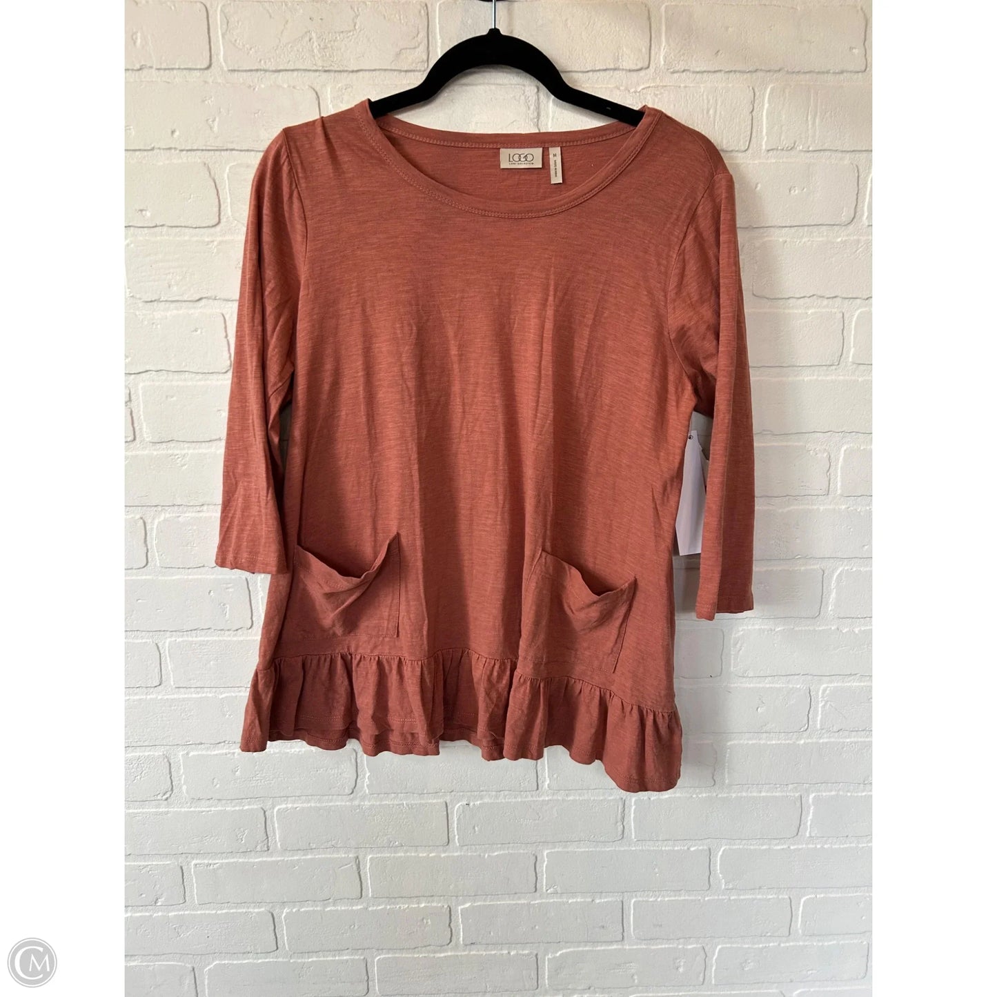 Top 3/4 Sleeve By Logo In Orange, Size: M