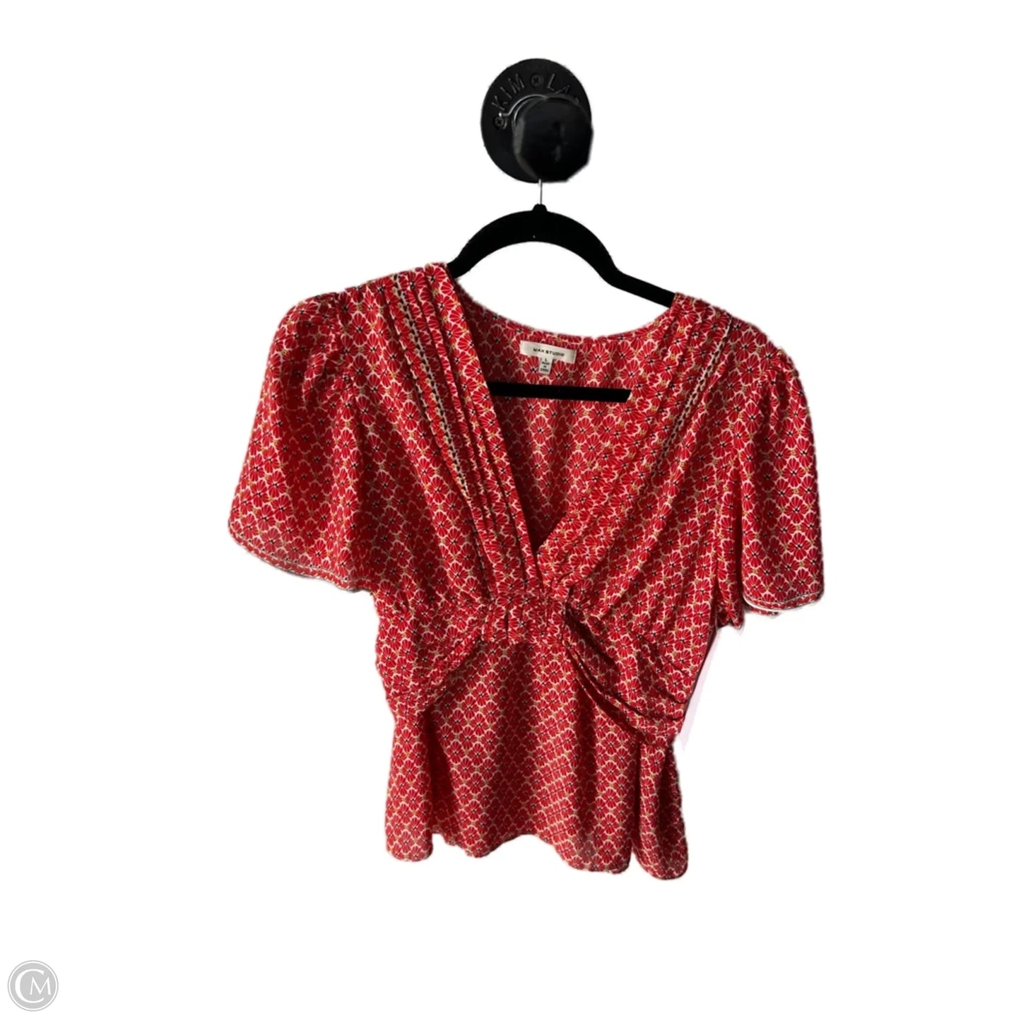 Top Short Sleeve By Max Studio In Red & White, Size: L