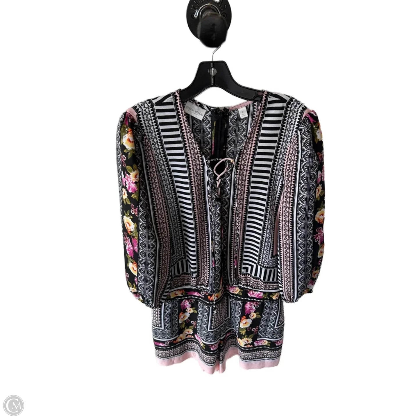 Romper By Bisou Bisou In Black & Pink, Size: L