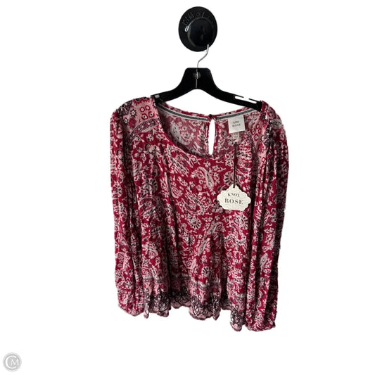 Top Long Sleeve By Knox Rose In Red, Size: Xxl