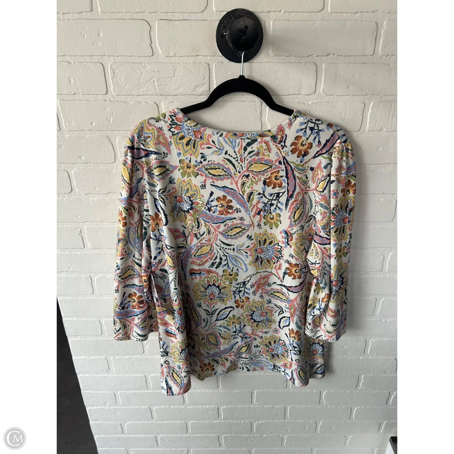 Top 3/4 Sleeve By Denim And Co Qvc In Blue & Pink, Size: L