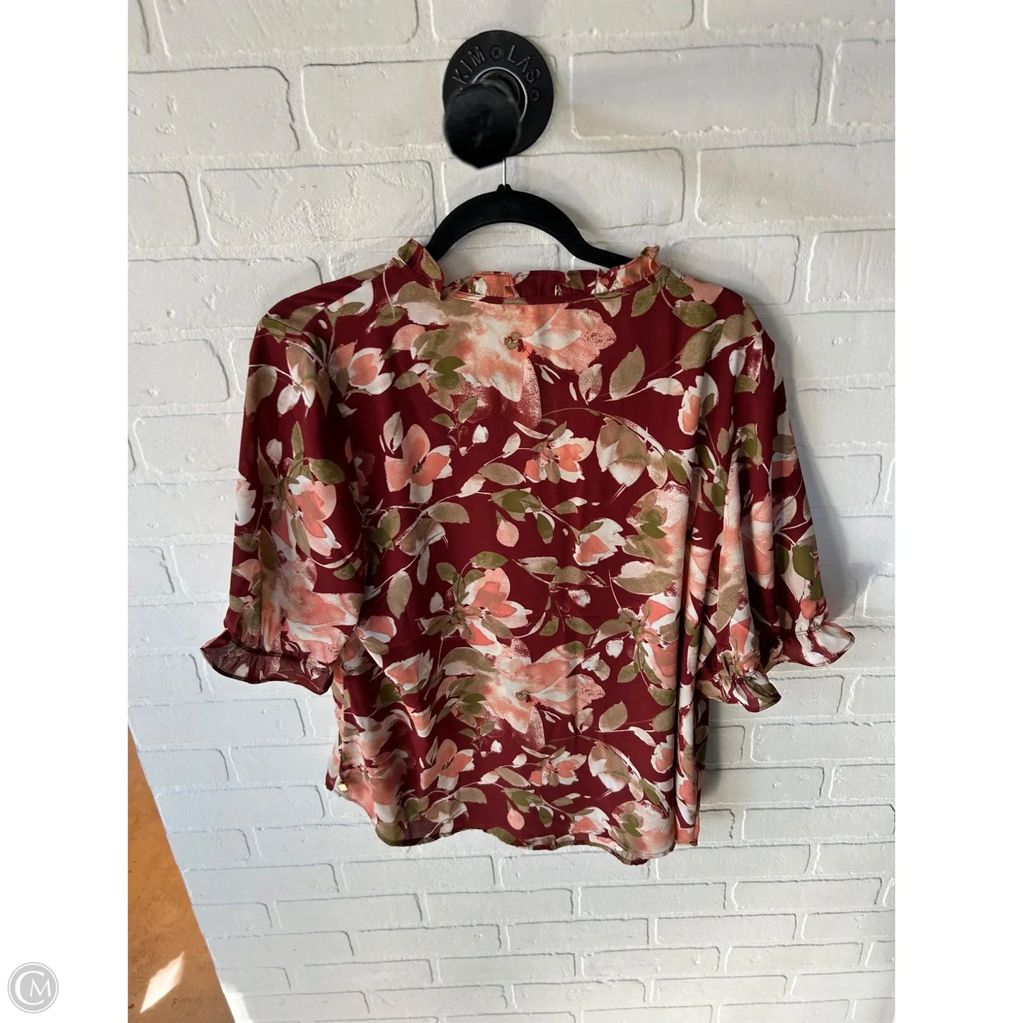 Top Short Sleeve By Anne Klein In Red, Size: L