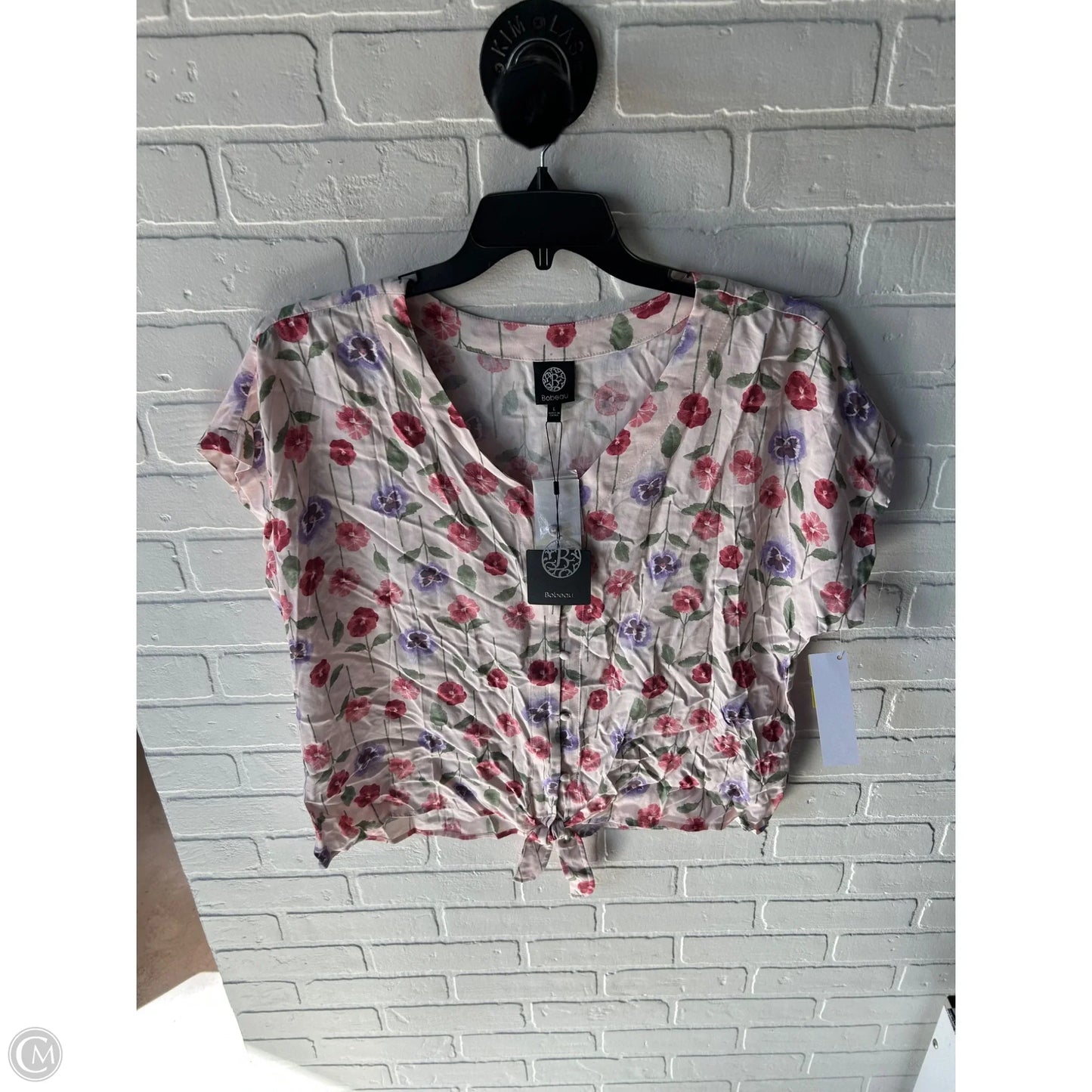 Top Short Sleeve By Bobeau In Pink & Purple, Size: L