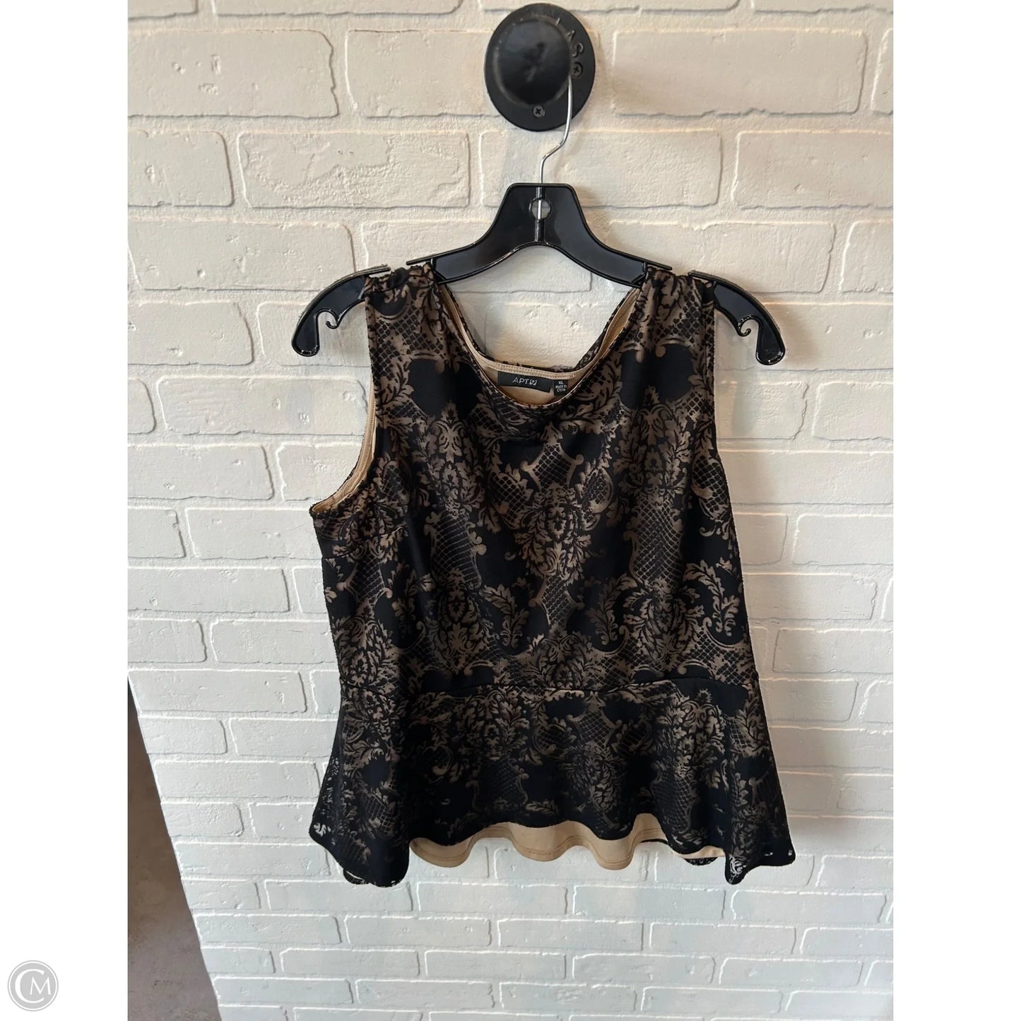 Top Sleeveless By Apt 9 In Black & Tan, Size: Xl