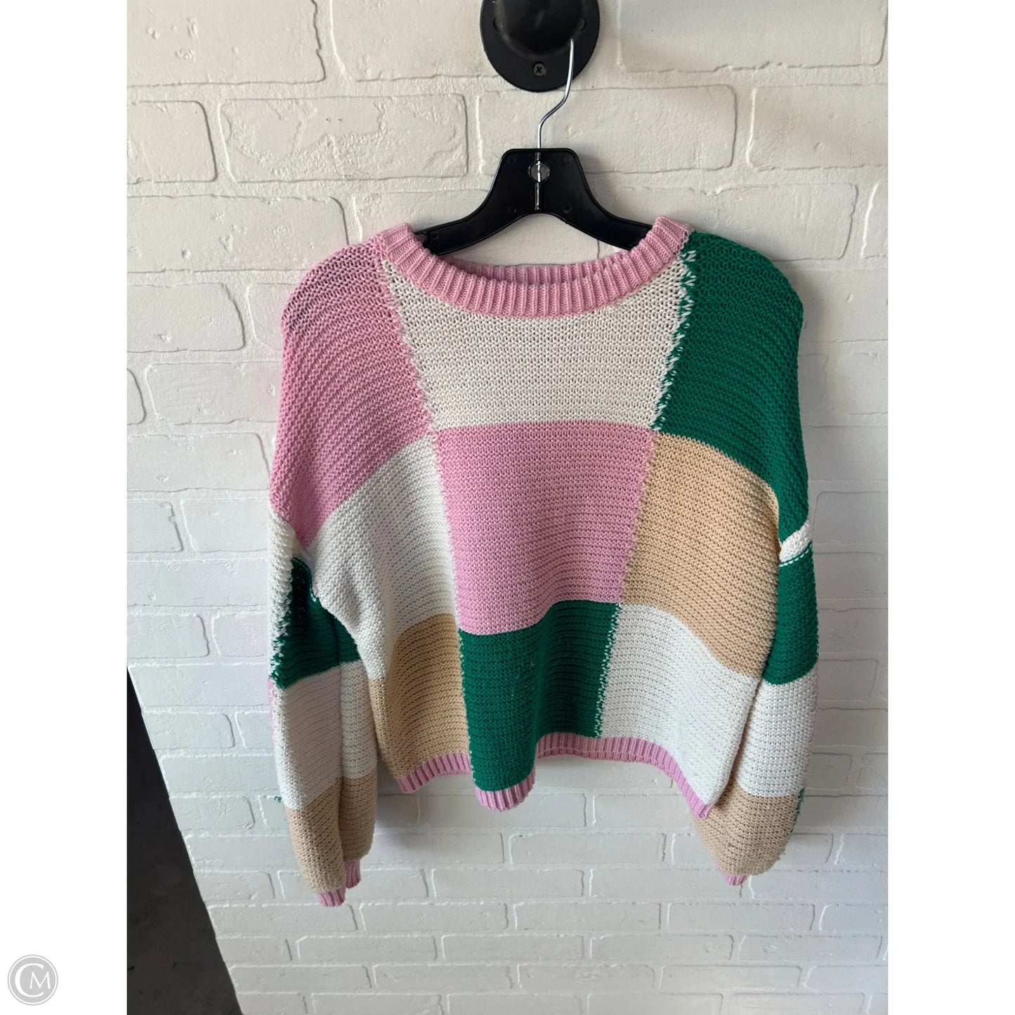 Sweater By Francesca's In Green & Pink, Size: Xs