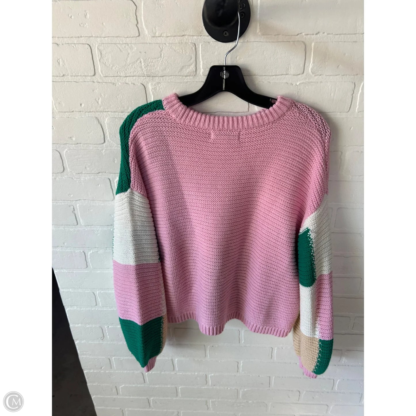 Sweater By Francesca's In Green & Pink, Size: Xs