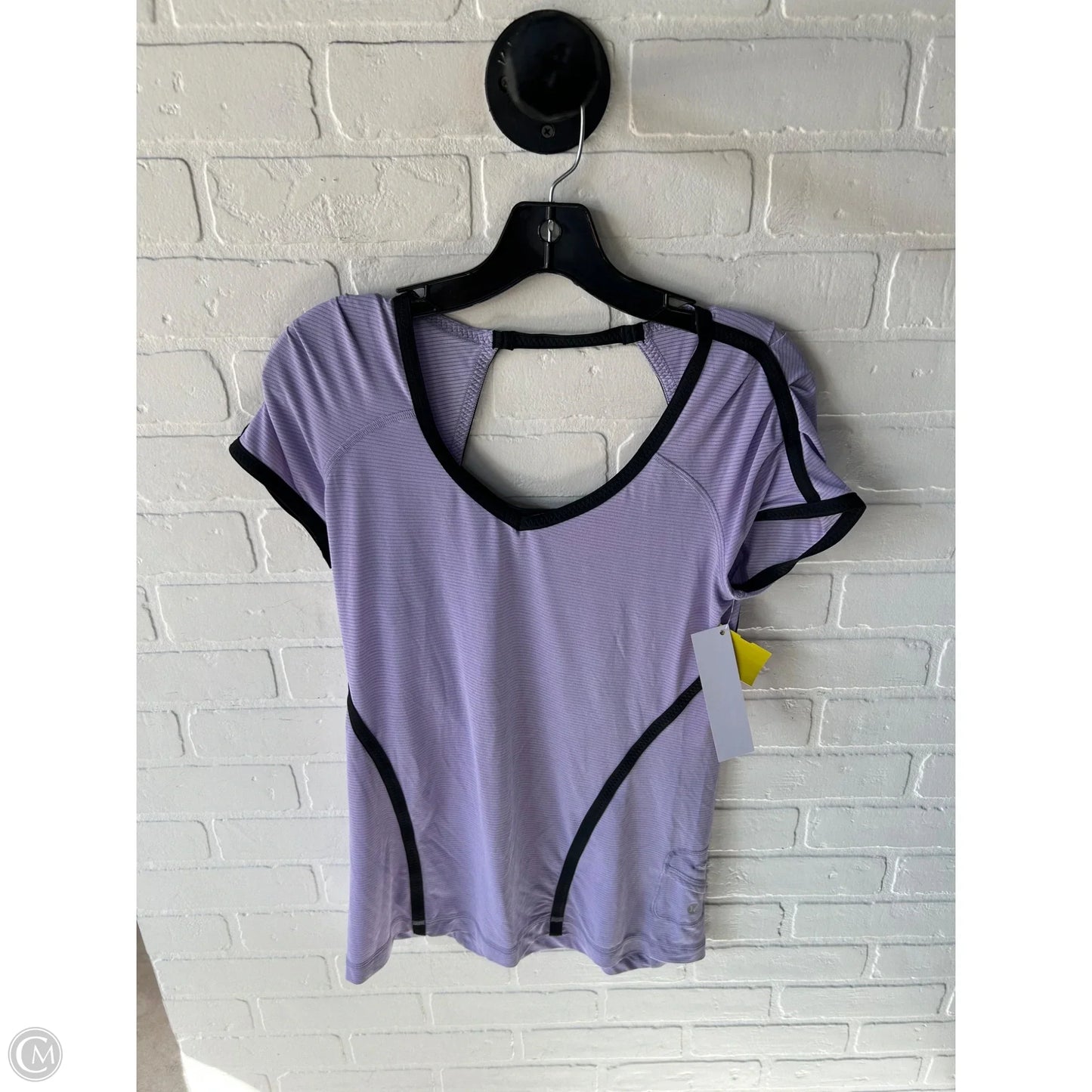 Athletic Top Short Sleeve By Lululemon In Black & Purple, Size: S