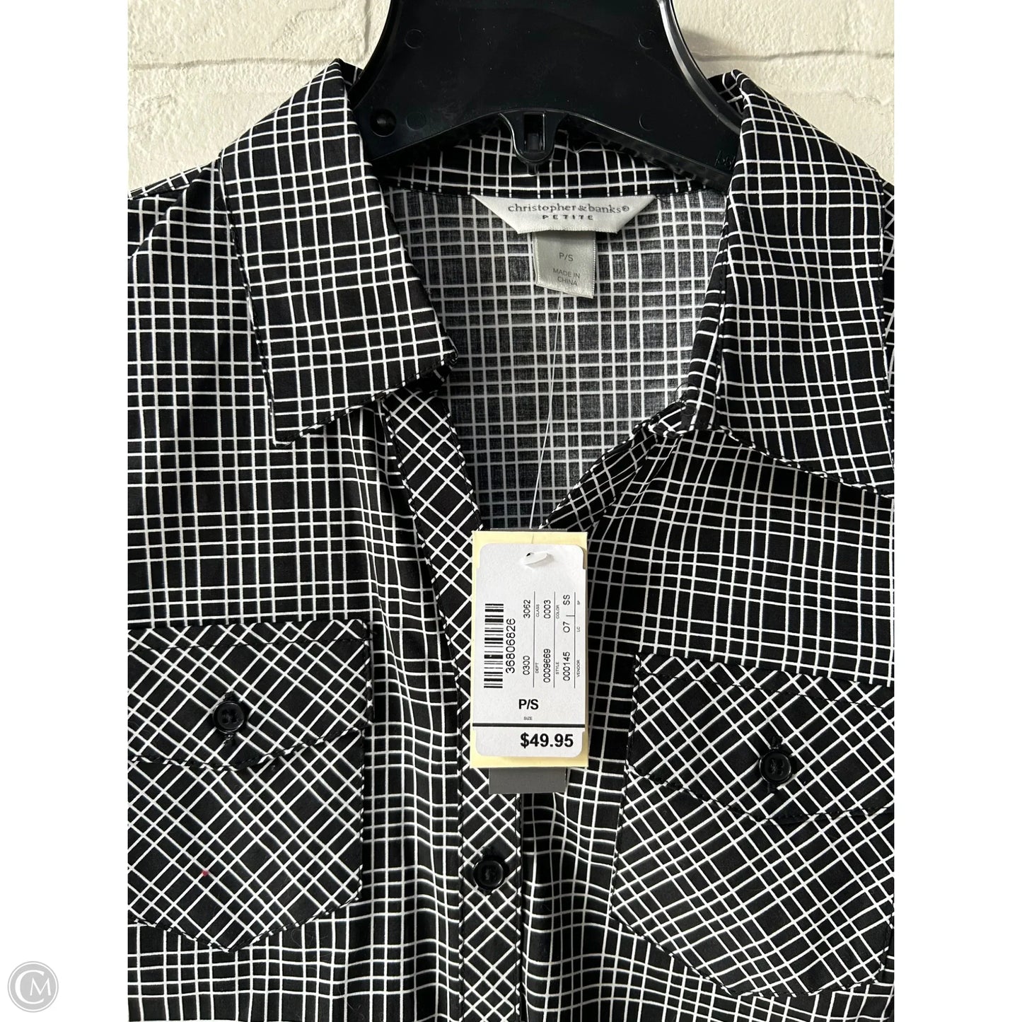 Top 3/4 Sleeve By Christopher And Banks In Black & White, Size: Sp