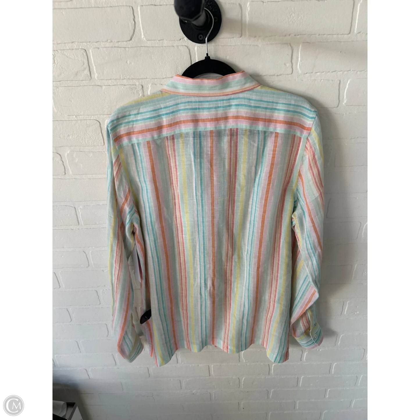 Top Long Sleeve Designer By Facconnable In Blue & Orange, Size: Xl