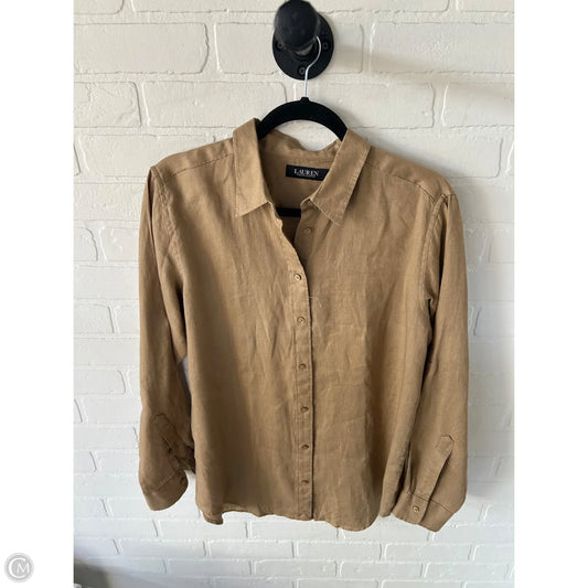 Top Long Sleeve By Lauren By Ralph Lauren In Tan, Size: L