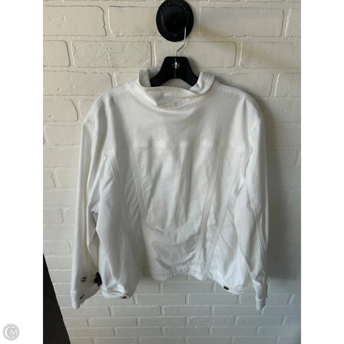 Jacket Denim By Chicos In White Denim, Size: 2x