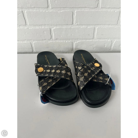 Sandals Flats By Donna Karan In Black & Gold, Size: 8.5