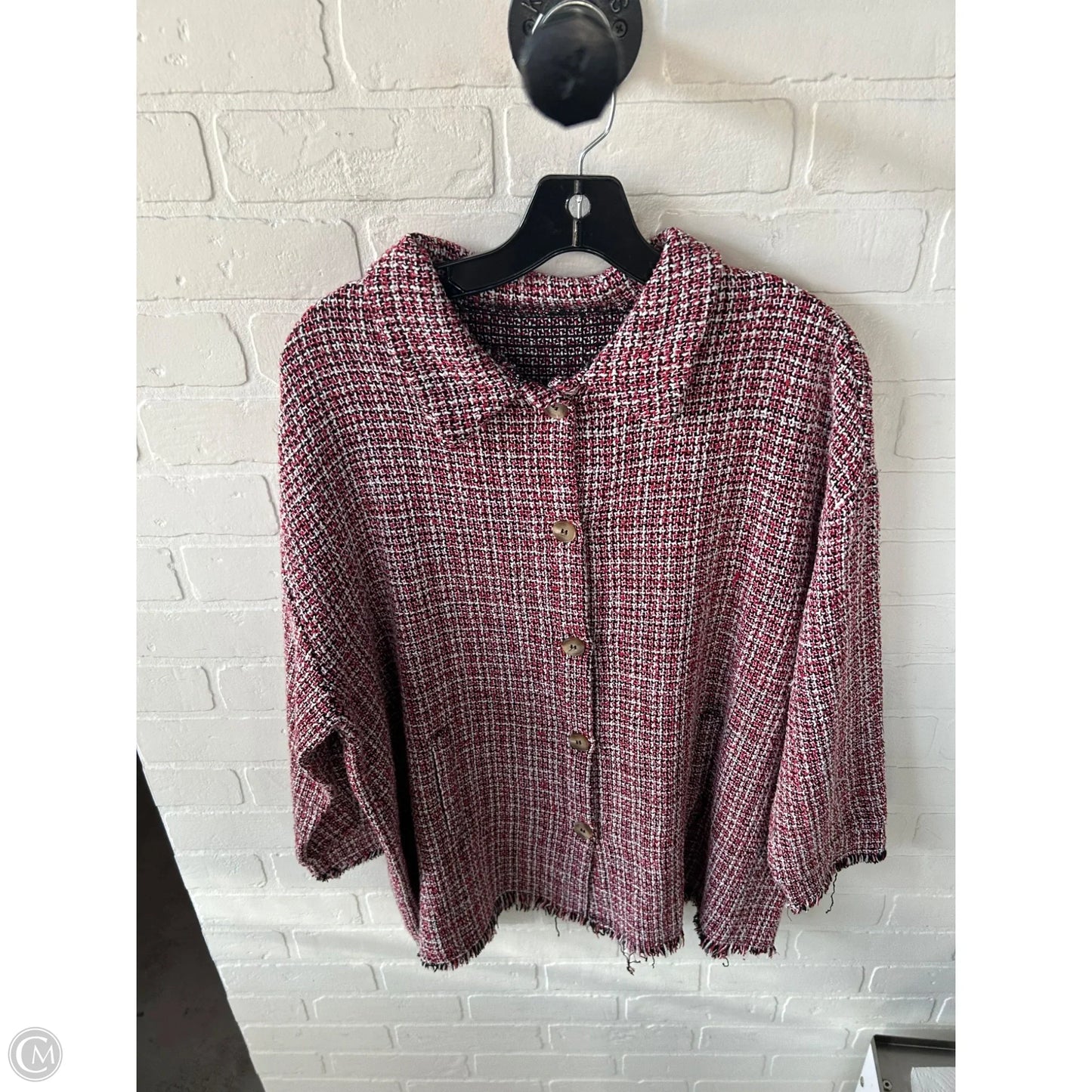 Jacket Shirt By Shein In Black & Red, Size: 1x