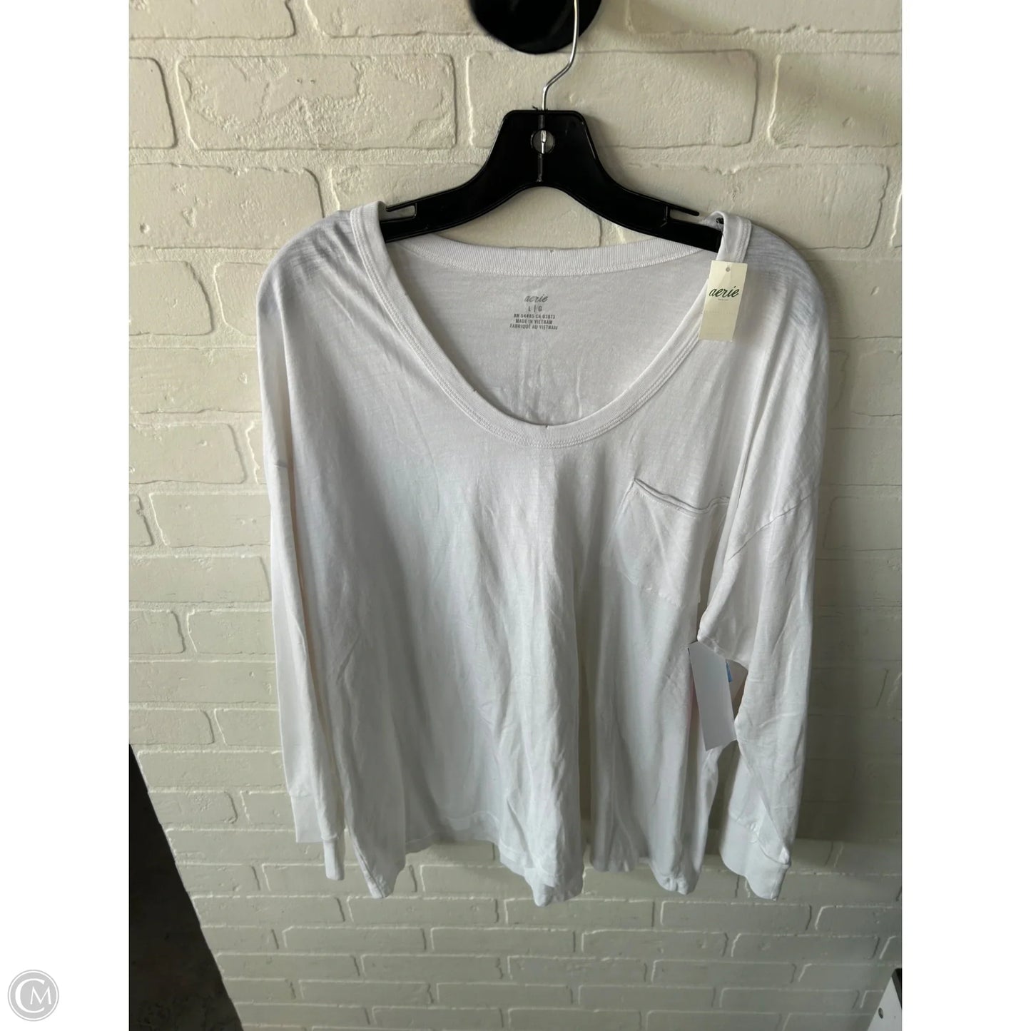 Top Long Sleeve Basic By Aerie In White, Size: L