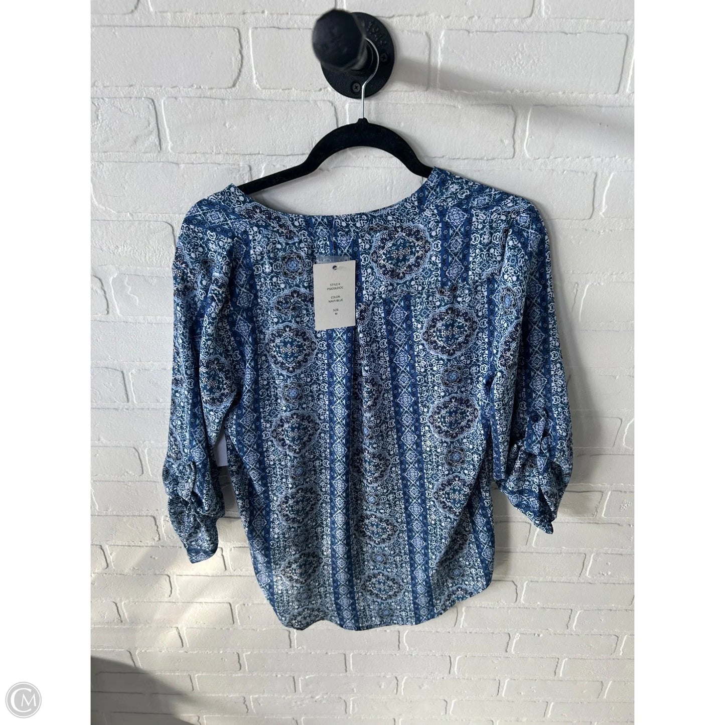 Top 3/4 Sleeve By Pink Rose In Blue, Size: M