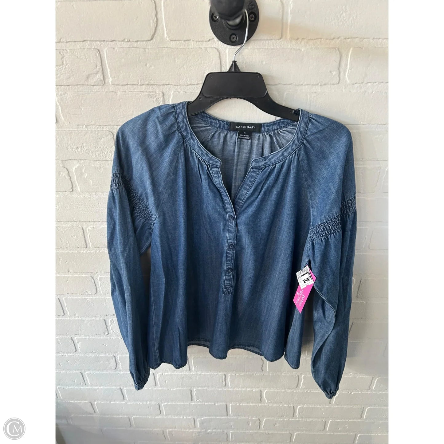 Top Long Sleeve By Sanctuary In Blue Denim, Size: S