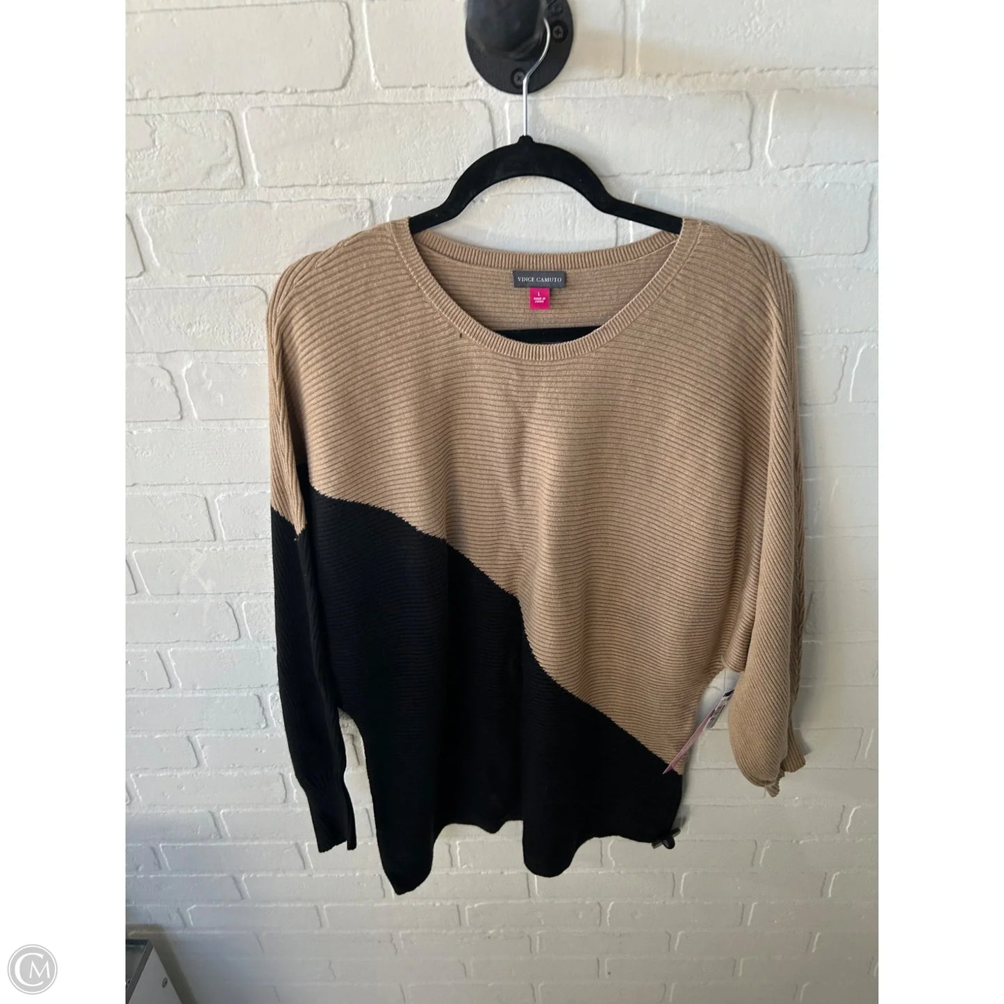 Sweater By Vince Camuto In Black & Tan, Size: L