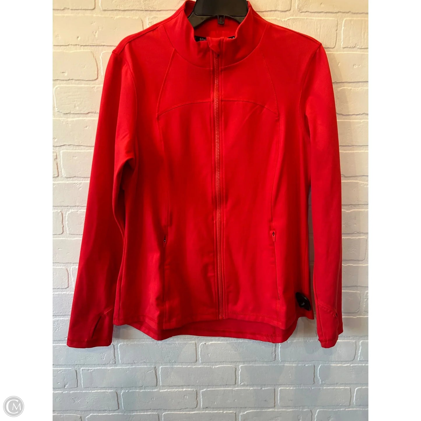 Athletic Top Long Sleeve Collar By Spyder In Red, Size: L
