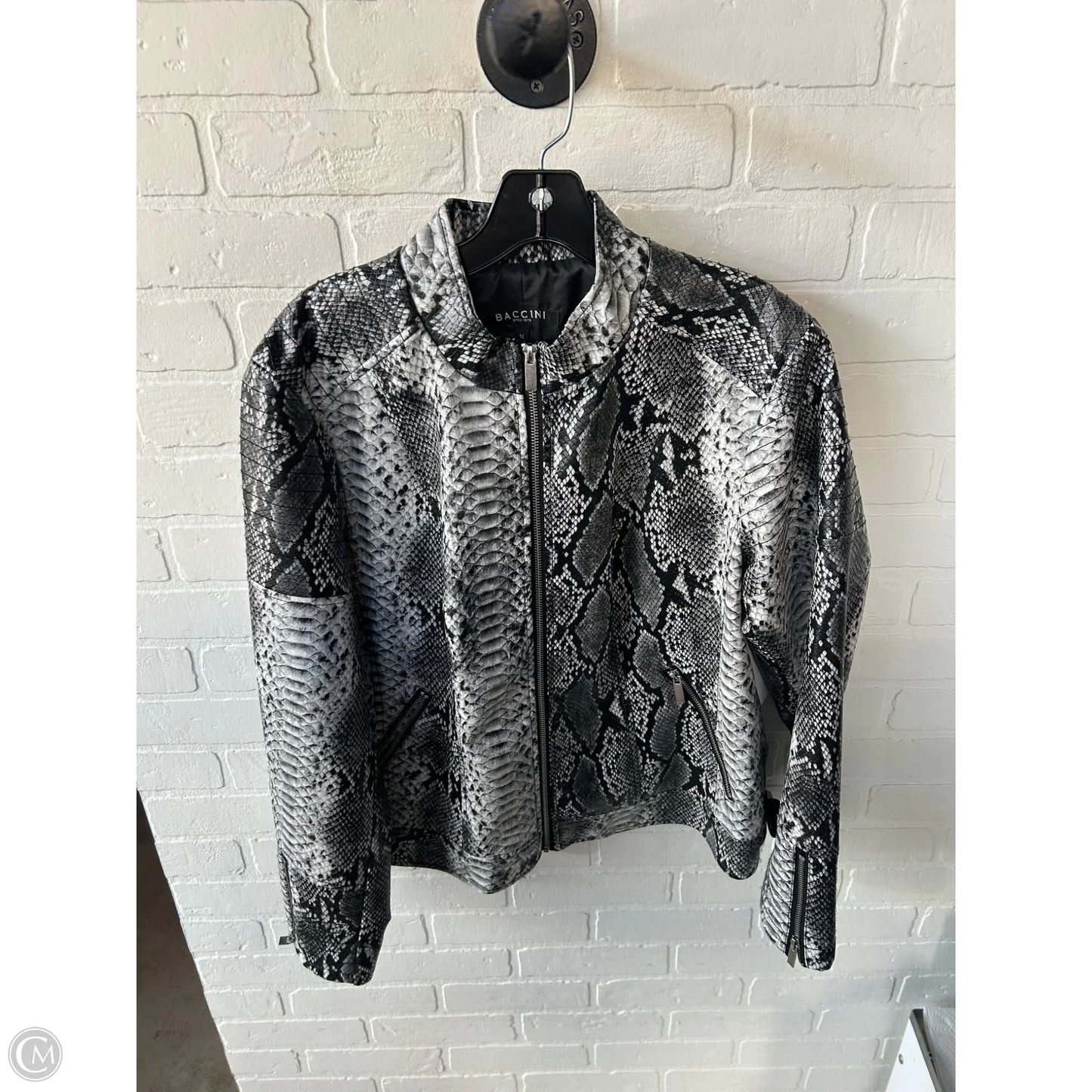 Jacket Moto By Baccini In Grey, Size: 1x